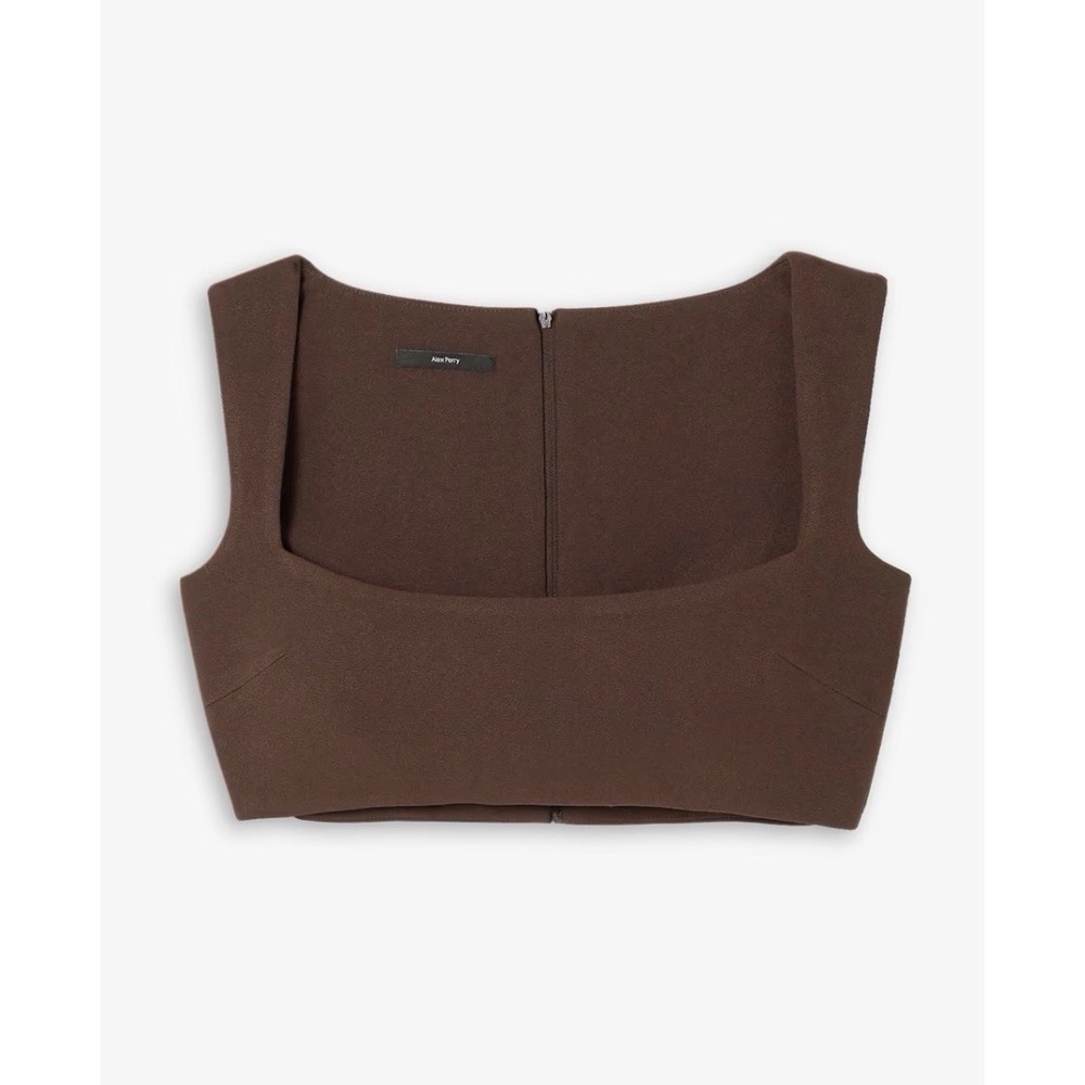 Alex Perry Rae Cropped Crepe Top Brown Size 8